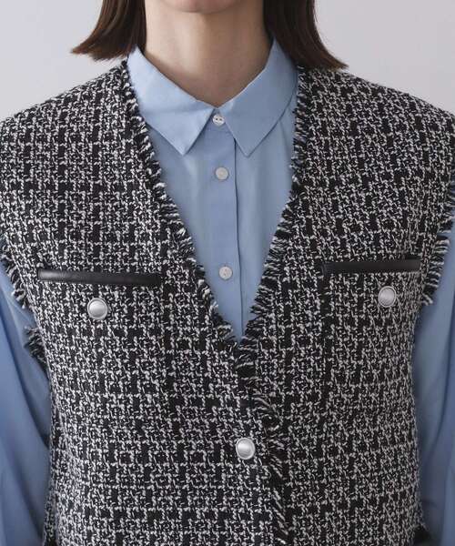 OPAQUE.CLIP（オペークドットクリップ）の「ツイードVネックベスト【洗濯機OK】（ベスト・レディース・ブラック系3/ブラック・42/40/38/36）」の14枚目の写真