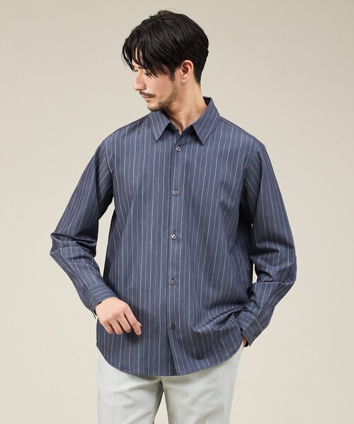 ABAHOUSE GRAY（アバハウスグレイ）の「【定番】レギュラーカラーストライプシャツ（シャツ/ブラウス・メンズ・ホワイト/ブラウン/グリーン/グレイッシュブルー/チャコールグレー/オレンジ系その他/エメラルド/ライトグレー・46/48/50）」の7枚目の写真