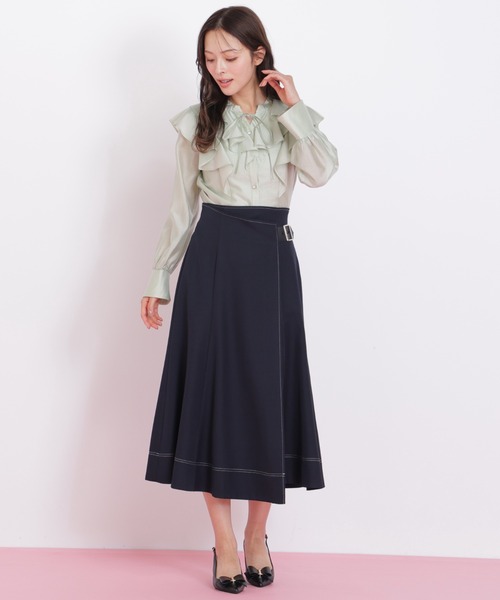 JILL by JILL STUART(ジルバイジルスチュアート)の「◇ラップフレアステッチスカート(スカート・レディース・ホワイト/ブラウン/ネイビー・SMALL/MEDIUM)」の3枚目の写真