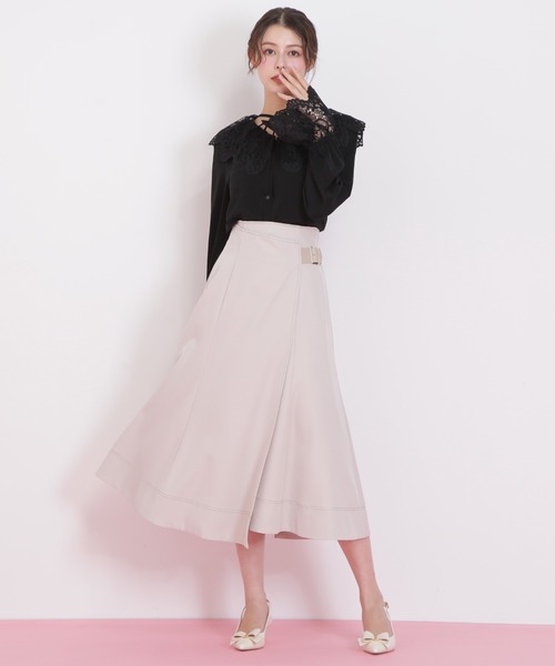 JILL by JILL STUART(ジルバイジルスチュアート)の「◇ラップフレアステッチスカート(スカート・レディース・ホワイト/ブラウン/ネイビー・SMALL/MEDIUM)」の2枚目の写真