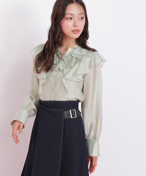 JILL by JILL STUART(ジルバイジルスチュアート)の「◇ラップフレアステッチスカート(スカート・レディース・ホワイト/ブラウン/ネイビー・SMALL/MEDIUM)」の4枚目の写真