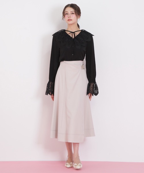 JILL by JILL STUART(ジルバイジルスチュアート)の「◇ラップフレアステッチスカート(スカート・レディース・ホワイト/ブラウン/ネイビー・SMALL/MEDIUM)」の8枚目の写真