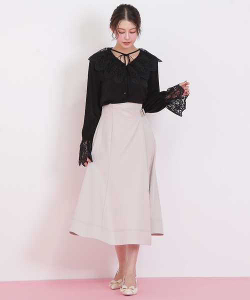 JILL by JILL STUART(ジルバイジルスチュアート)の「◇ラップフレアステッチスカート(スカート・レディース・ホワイト/ブラウン/ネイビー・SMALL/MEDIUM)」の9枚目の写真