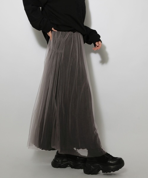 PAGEBOY（ページボーイ）の「リバーシブルチュールサテンスカート（スカート・レディース・オフホワイト/ブラック・FREE）」の2枚目の写真