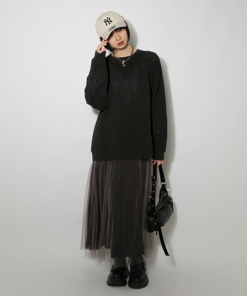 PAGEBOY（ページボーイ）の「リバーシブルチュールサテンスカート（スカート・レディース・オフホワイト/ブラック・FREE）」の3枚目の写真