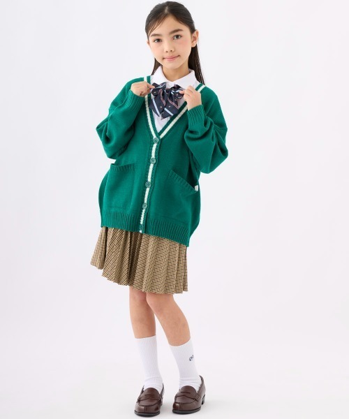 repipi armario（レピピ アルマリオ）の「ルーズカラーカーディガン（カーディガン/ボレロ・キッズ・オフホワイト/ネイビー/グリーン/ピンク・140/150/160/170）」の8枚目の写真