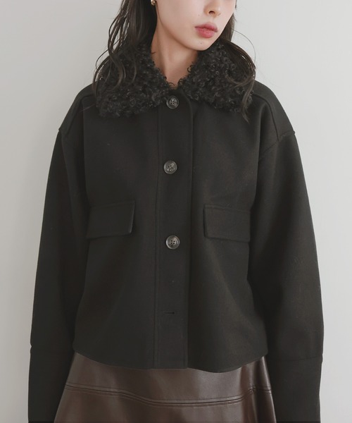 LIAN（リアン）の「プードルファーカラーショートブルゾン（ブルゾン・レディース・ブラウン/アイボリー/ブラック/チャコールグレー・FREE）」の15枚目の写真