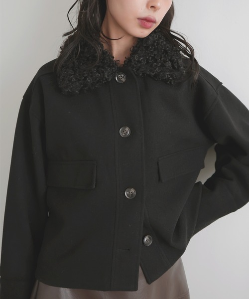 LIAN（リアン）の「プードルファーカラーショートブルゾン（ブルゾン・レディース・ブラウン/アイボリー/ブラック/チャコールグレー・FREE）」の22枚目の写真