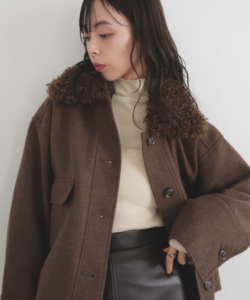 LIAN（リアン）の「プードルファーカラーショートブルゾン（ブルゾン・レディース・ブラウン/アイボリー/ブラック/チャコールグレー・FREE）」の11枚目の写真