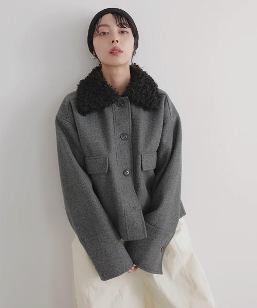 プードルファーカラーショートブルゾン（ブルゾン）｜LIAN（リアン）の