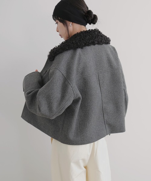 LIAN（リアン）の「プードルファーカラーショートブルゾン（ブルゾン・レディース・ブラウン/アイボリー/ブラック/チャコールグレー・FREE）」の18枚目の写真