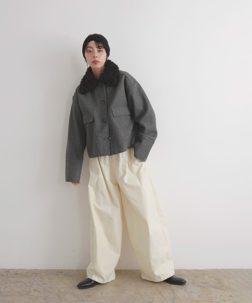 LIAN（リアン）の「プードルファーカラーショートブルゾン（ブルゾン・レディース・ブラウン/アイボリー/ブラック/チャコールグレー・FREE）」の14枚目の写真