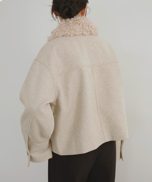 LIAN（リアン）の「プードルファーカラーショートブルゾン（ブルゾン・レディース・ブラウン/アイボリー/ブラック/チャコールグレー・FREE）」の5枚目の写真