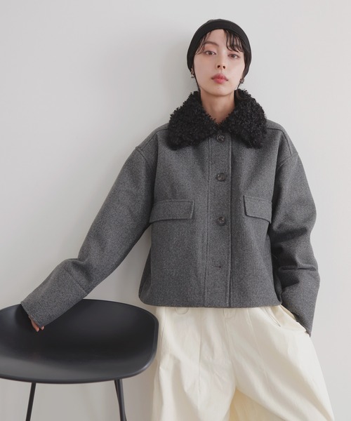 セール】プードルファーカラーショートブルゾン（ブルゾン）｜LIAN