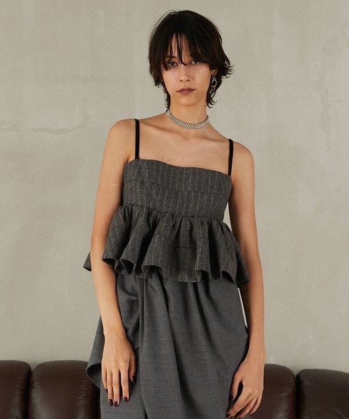 PRANK PROJECT(プランクプロジェクト)の「ツイードペプラムビスチェ / Tweed Peplum Bustier(その他トップス・レディース・グレー/ブラック・FREE)」の5枚目の写真