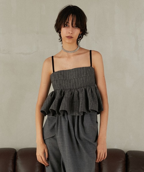 PRANK PROJECT(プランクプロジェクト)の「ツイードペプラムビスチェ / Tweed Peplum Bustier(その他トップス・レディース・グレー/ブラック・FREE)」の4枚目の写真