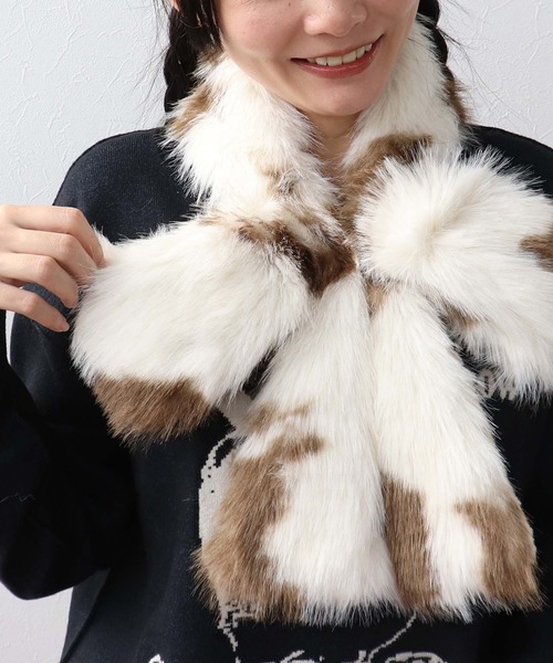 Three Four Time(スリーフォータイム)の「【Casselini】リボンティペット(マフラー・レディース・ホワイト系その他/ベージュ/ブラック/グレー系その他・FREE)」の5枚目の写真