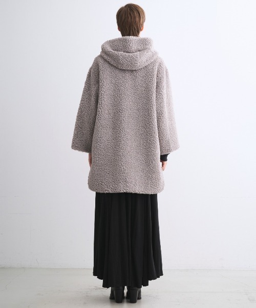 THREE DOTS / スリードッツ エコファー ダッフルコート グレー THREE DOTS / スリードッツ エコファー ダッフルコート グレー