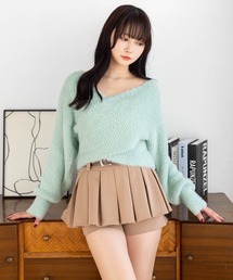 clear | 【6色展開】クロスフェザーニットトップス［大人 カジュアル 着回し力抜群］(ニット/セーター)