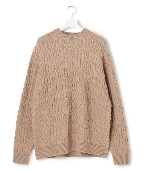 J.PRESS YORK STREET(ジェイプレスヨークストリート)の「【UNISEX】アランケーブル クルーネック ニット(ニット/セーター・メンズ・オレンジ系/ネイビー系/アイボリー系/黄土色系・SMALL/LARGE/MEDIUM)」の2枚目の写真