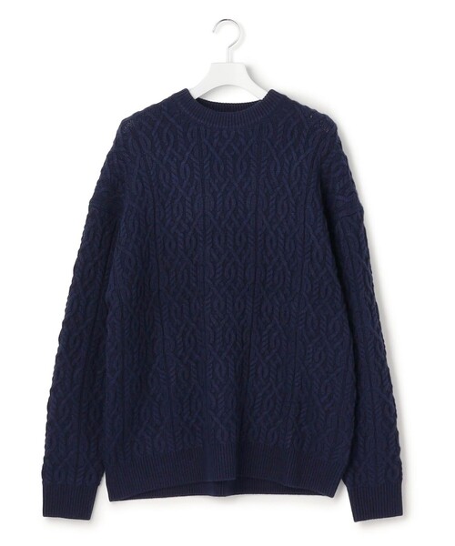 J.PRESS YORK STREET(ジェイプレスヨークストリート)の「【UNISEX】アランケーブル クルーネック ニット(ニット/セーター・メンズ・オレンジ系/ネイビー系/アイボリー系/黄土色系・SMALL/LARGE/MEDIUM)」の3枚目の写真