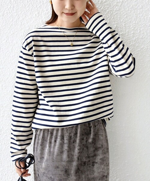 SAINT JAMES（セントジェームス）の「SAINT JAMES:〈洗濯機可能〉OUESSANT（Tシャツ/カットソー・レディース・ネイビー/ピンク/ベージュ系その他・MEDIUM/LARGE）」の7枚目の写真