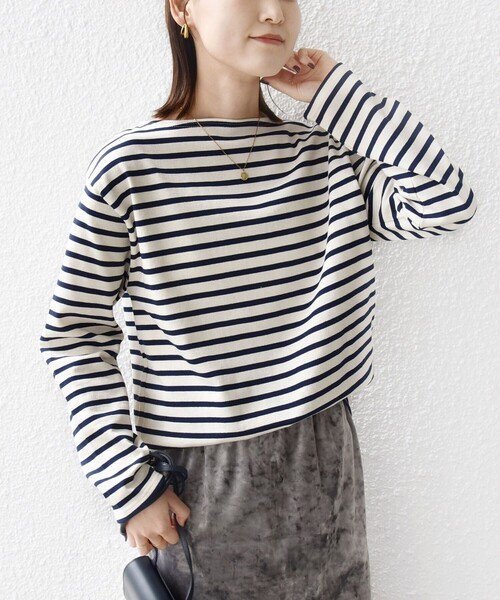 SAINT JAMES（セントジェームス）の「SAINT JAMES:〈洗濯機可能〉OUESSANT（Tシャツ/カットソー・レディース・ネイビー/ピンク/ベージュ系その他・MEDIUM/LARGE）」の10枚目の写真