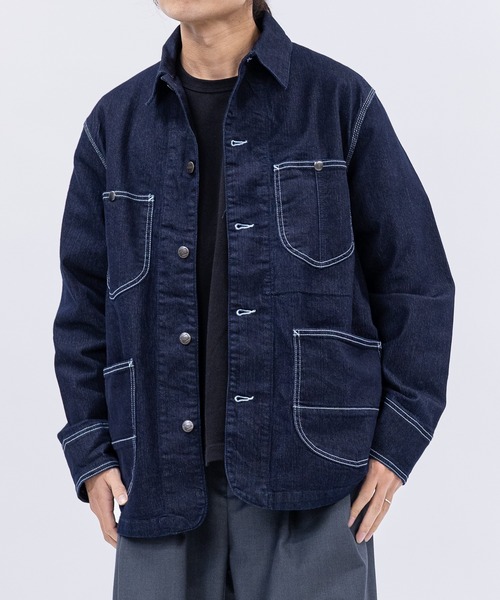 HANES(ヘインズ)の「【3】〔Hanes/ヘインズ〕ストレッチデニム カバーオール(カバーオール・メンズ・ブルー/サックスブルー/スミクロ/ネイビー・MEDIUM/LARGE/X-LARGE)」の2枚目の写真