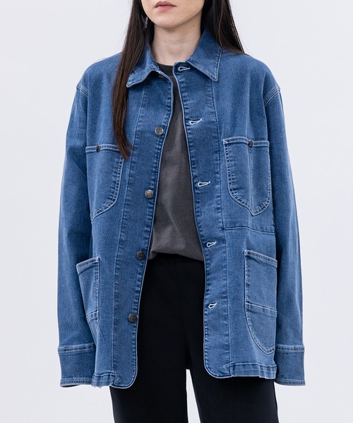 HANES(ヘインズ)の「【3】〔Hanes/ヘインズ〕ストレッチデニム カバーオール(カバーオール・メンズ・ブルー/サックスブルー/スミクロ/ネイビー・MEDIUM/LARGE/X-LARGE)」の4枚目の写真