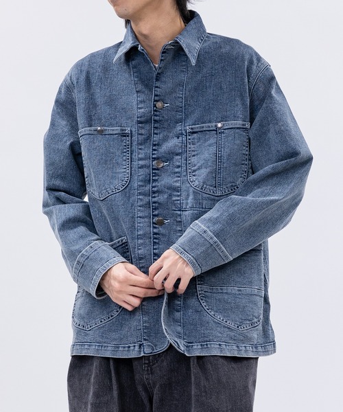 HANES(ヘインズ)の「【3】〔Hanes/ヘインズ〕ストレッチデニム カバーオール(カバーオール・メンズ・ブルー/サックスブルー/スミクロ/ネイビー・MEDIUM/LARGE/X-LARGE)」の9枚目の写真