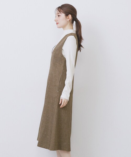 セール】ヴィンテージツイードジャンスカ【洗濯機OK/防シワ