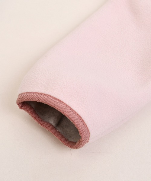 moimoln（モイモルン）の「【SOFT&】カラー配色ノーカラーフリースジャケット（ブルゾン・キッズ・ピンク/イエロー/グレー・130cm/120cm/110cm/100cm/90cm/80ｃｍ）」の10枚目の写真