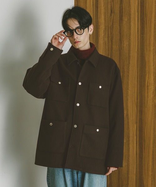 RAGEBLUE（レイジブルー）の「WOOLLYTEC COVERALL JACKET / ウーリーテックカバーオールジャケット（ブルゾン・メンズ・ベージュ/ブラウン/ブラック・SMALL/MEDIUM/LARGE）」の2枚目の写真