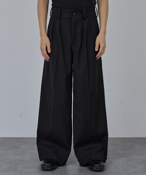 AH ABAHOUSE（エーエイチアバハウス）の「2TUCK WIDE STRAIGHT SLACKS / 2タックワイドストレートスラックス（スラックス・メンズ・チャコールグレー/ブラック/ブルー系その他・42/44/46/48）」の2枚目の写真
