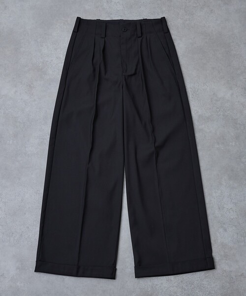 AH ABAHOUSE（エーエイチアバハウス）の「2TUCK WIDE STRAIGHT SLACKS / 2タックワイドストレートスラックス（スラックス・メンズ・チャコールグレー/ブラック/ブルー系その他・42/44/46/48）」の4枚目の写真