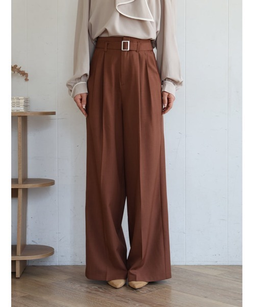 プリーツプリーズ　ブラウン　ハイウェストパンツ 楽天市場】プリーツプリーズ（カラーブラウン）（パンツ｜ボトムス