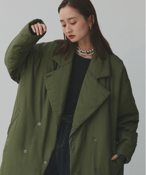 セール】中綿 テーラードカラー ロングコート（チェスターコート）｜ad