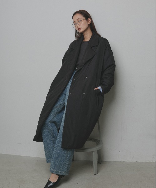 セール】中綿 テーラードカラー ロングコート（チェスターコート）｜ad