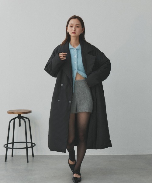 セール】中綿 テーラードカラー ロングコート（チェスターコート）｜ad