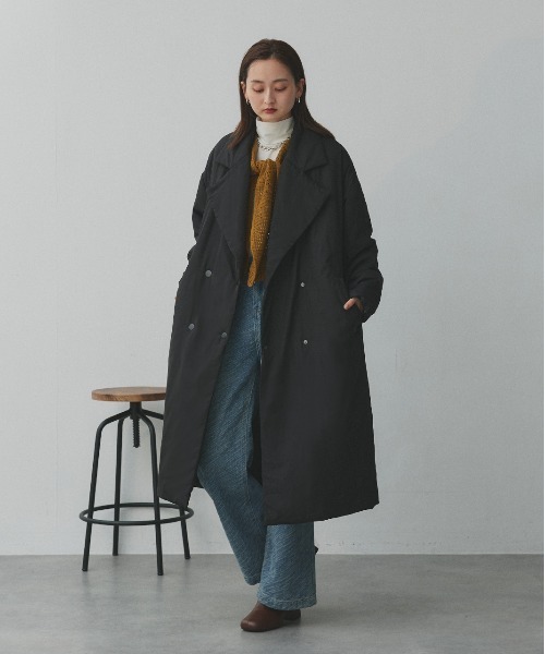 セール】中綿 テーラードカラー ロングコート（チェスターコート）｜ad