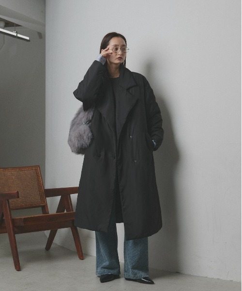 セール】中綿 テーラードカラー ロングコート（チェスターコート）｜ad