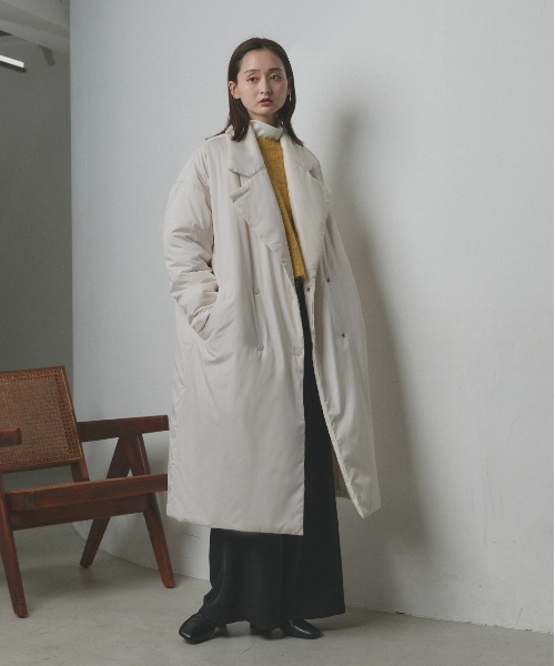 セール】中綿 テーラードカラー ロングコート（チェスターコート）｜ad