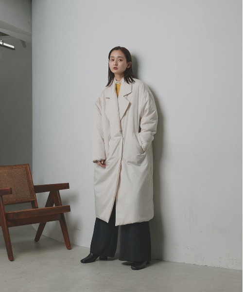 セール】中綿 テーラードカラー ロングコート（チェスターコート）｜ad