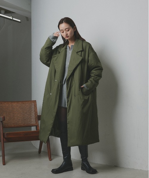 セール】中綿 テーラードカラー ロングコート（チェスターコート）｜ad