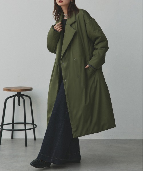 セール】中綿 テーラードカラー ロングコート（チェスターコート）｜ad