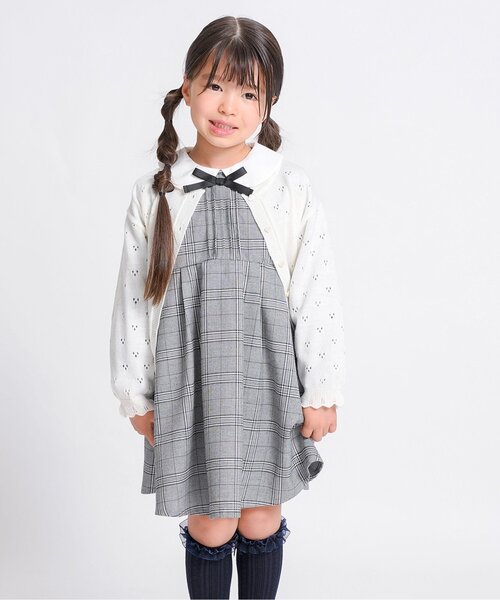 Seraph（セラフ）の「【ジュニア対応】丸襟ワンピース（ワンピース・キッズ・グレー/ブラウン・140/130/120/110/100/90/80）」の2枚目の写真