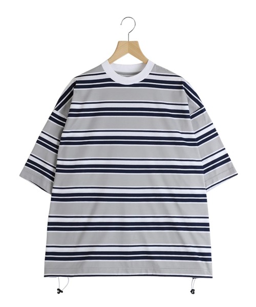 is-ness（イズネス）の「is-ness / イズネス：BALLOON BORDER T-SHIRT：31SSSH05-2-25SS[NOA]（Tシャツ/カットソー・メンズ・ベージュ系その他/グレー系その他・M/L）」の2枚目の写真