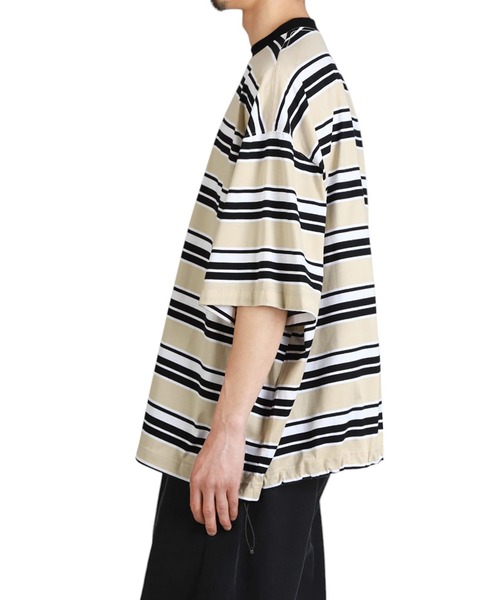 is-ness（イズネス）の「is-ness / イズネス：BALLOON BORDER T-SHIRT：31SSSH05-2-25SS[NOA]（Tシャツ/カットソー・メンズ・ベージュ系その他/グレー系その他・M/L）」の8枚目の写真