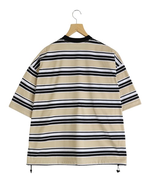 is-ness（イズネス）の「is-ness / イズネス：BALLOON BORDER T-SHIRT：31SSSH05-2-25SS[NOA]（Tシャツ/カットソー・メンズ・ベージュ系その他/グレー系その他・M/L）」の3枚目の写真