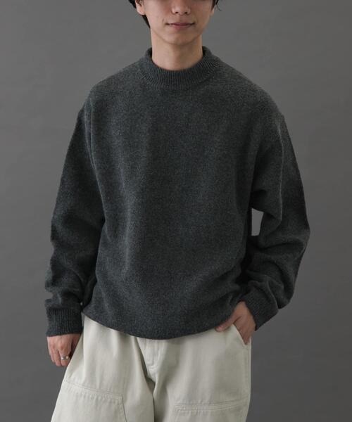 FORK&SPOON（フォークアンドスプーン）の「FORK&SPOON　Ricotta モックネックニット（ニット/セーター・メンズ・チャコールグレー/グリーン/ブラウン・4/5）」の2枚目の写真